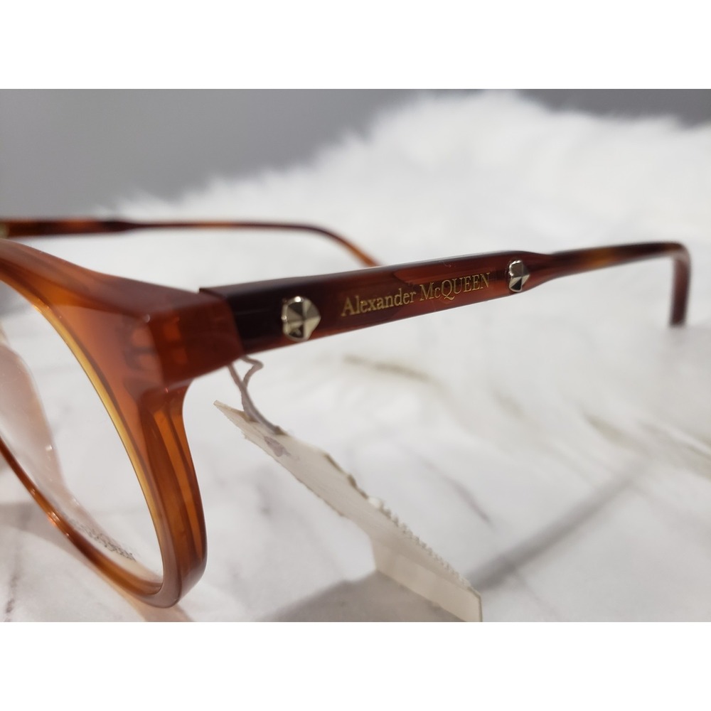 Eyeglasses Alexander McQueen AM-0190-O Marble brown transparent ORANGE WOMENS - Picture 3 of 7